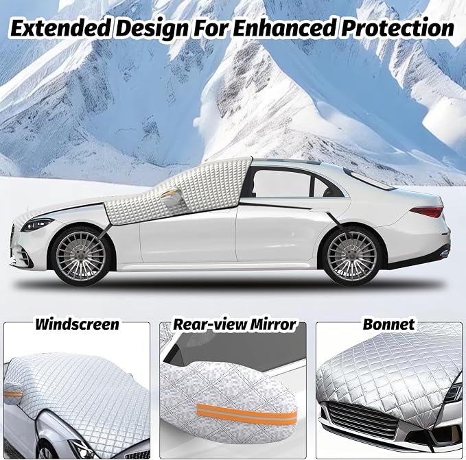 Windshield Cover for Ice and Snow, Windshield Snow Cover, Car Windshield Cover, 600D Waterproof Heavy Duty Universal for Most Cars SUVs Vans Truck (90 x 98 Inch)