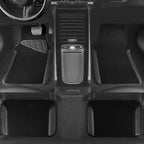 Microfiber Leather Steering Wheel Cover and Waterproof Car Floor Mats,Universal Car Combo Fit for 95% Sedan,SUV,Cars,14.5-15inch Anti-Slip Safety Comfortable Faux Leather Design(Solid Black)