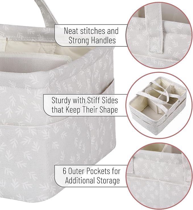 Mr. Pen- Baby Diaper Caddy Organizer, Patterned Gray | Nursery Storage Bin and Car Organizer for Diapers and Baby Wipes