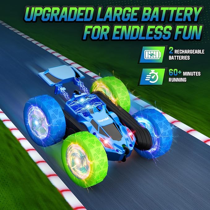 RC Cars Toys for Kids Ages 6-12, 360° Spinning Double-Sided Remote Control Car with LED Lights, 4WD Rechargeable Toy for Boys Age 8-10, Perfect Birthday Holiday Valentines Easter Gift