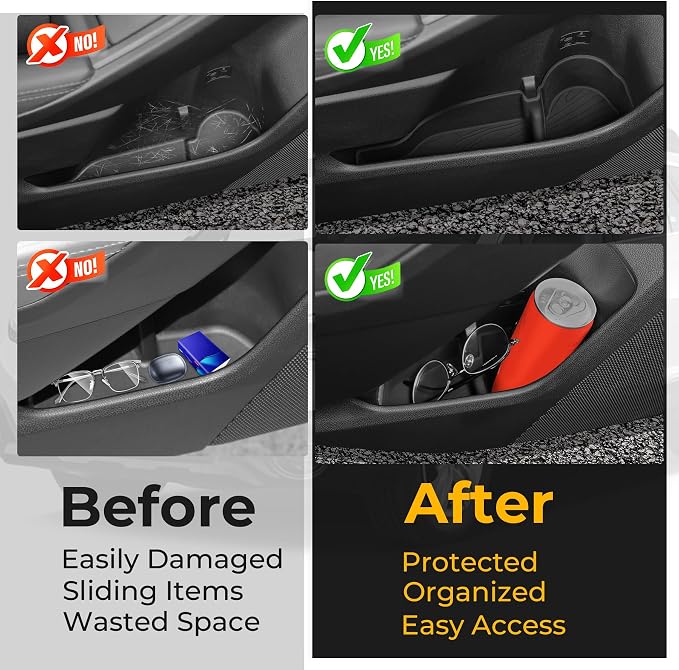 Car Door Storage Box for 2023-2026 Subaru Crosstrek Accessories, Front & Rear Door Side Pocket Organizer with Car Cup Holder Insert, Non-Slip Waterproof Door Slot Protective Pad, 4 Pack