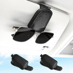 2PCS Sunglasses Holder for Car, Leather Magnetic Buckle Sun Visor Sunglass Clip, Ticket Card Storage Glasses Clip, Car Interior Accessories for Men and Women（Black）