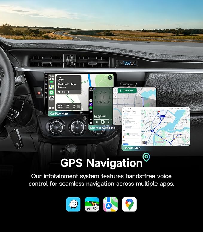 Car Radio Stereo for Toyota Corolla 14-16, Wireless CarPlay Android Auto | 10.2 Inch IPS HD touchscreen, 64G storage, 5G WiFi GPS, Bluetooth FM AM SWC, plug-and-play, 1080P backup camera