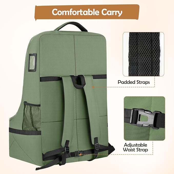 Padded Car Seat Bags for Air Travel, Car Seat Travel Backpack with Shoulder Straps, Gate Check Carsat Bag, Baby Travel Essentials for Flying