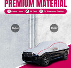 Half Car Cover Top with Red Reflective Strip, Snow Car Cover with Cotton Liner, Sunroof & Windshield Cover for Ice and Snow, All Weather Car Body Cover Fit for Compact Sedan