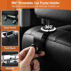 Purse Hook for Car 4 Pack, Deep Anti-Drop Car Seat Hooks for Headrest, Thick ABS Plastic Holds 55 Lbs, Heavy Duty Car Purse Holder & Car Accessories Interior for Handbags, Car Organizer Black