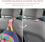 4PCS Car Seat Headrest Hooks, Auto Back Seat Hanger Holder, Durable Stylish Vehicle Organizer Universal Car Interior Accessories, Storage Hooks for Purses, Bags, Clothes (Carbon Fiber/Pink)