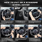 Car Steering Wheel Cover for F-150 Tundra Range Rover 15.5-16 inch, Auto Interior Accessories, Black with Sliver Carbon Fiber Pattern
