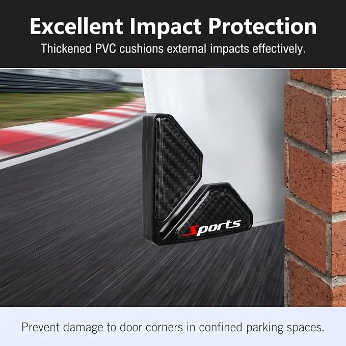2 PCS Car Door Corner Edge Guards, PVC Soft Rubber Thickened Anti-collision Protector, Carbon Fiber Sporty Marker Decorative Sticker, Exterior Accessory for Most Cars (Black)