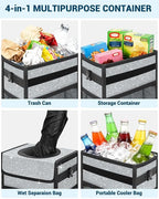 Car Trash Can with Lid, Leakproof Car Trash Bag Hanging Waterproof Automotive Garbage Can with Storage Pockets Mini Vehicle Trash Bin for Back/Front Seat(Silver Glitter,2.5 Gallon)