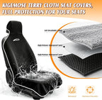 Car Seat Towel Cover, 3-Layer Waterproof Seat Protector with Soft Terry Cloth, Non-Slip Silicone Backing, Absorbent Sweat Cover for Gym, Beach, Pets, Cars & SUVs (Black, 1 Pack)