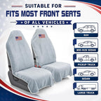 Car Seat Towel Cover, Sweat-Proof & Absorbent Microfiber Seat Protector for Gym, Workout & Beach, Universal Fit for Most Cars, SUVs & Trucks, 59"x29", Silver Gray Flag (2-Pack)