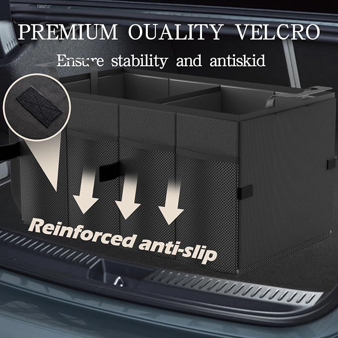 Car Trunk Organizer Storage Box - Collapsible Car Boot Organizer Tidy Cargo Storage Box Accessories for SUV, MPV, Van, Size M, Black