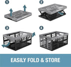 Collapsible Utility Crates - Red 1pck 45L / 11 Gal holds 66 lbs - Stackable Containers Heavy Duty Capacity Crates Space-Saving Baskets