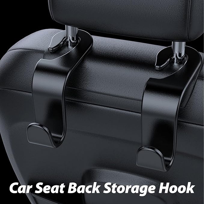 Car Seat Headrest Hook,8 Pack- (Black) | For Organizer Universal for Handbag/Purse/Gym Bag/Hat/Groceries Car Accessories, Car Back Seat Headrest Hook