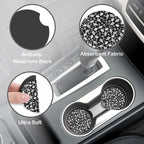 Black and White Flowers Steering Wheel Cover for Women, Anti-Slip Car Steering Wheel Cover with 2 Pcs Cup Holders Neoprene Breathable Car Accessories Universal 15 Inch Auto Interior Decor