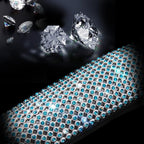 Mint Diamond Black Leather Steering Wheel Cover, Bling Blue Crystal Rhinestones Universal Fit 14"1/2-15" Crystal Glitter for Women Sparkle Girl Fit Suvs,Vans,Sedans,Cars,Trucks, Mint Diamond