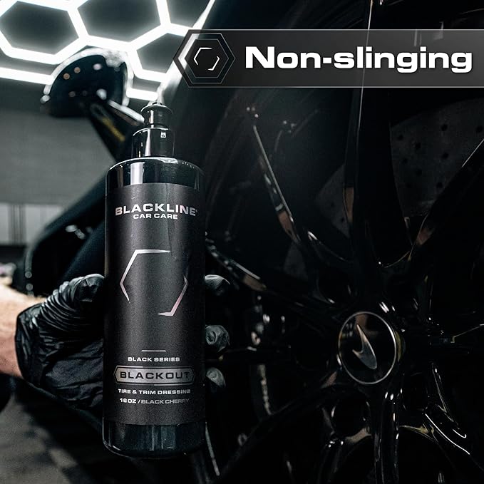 Blackout Trim & Tire Dressing - Best Tire Shine No Sling Formula - Water Based Protection for Car Tires & Trim - Safe for Cars, Trucks, SUVs & More - 16 fl oz (Pack of 4)