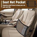 Front Seat Organizer, Car Seat Organizer, Double Layer Front Seats Versatile Elastic Organizers Net, Storage Mesh Nets for Seats, Universal Car Accessories for Most Vehicles