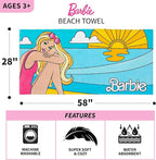 Barbie Super Soft Cotton Bath/Pool/Beach Towel, Barbiecore 58 in x 28 in, (Official Barbie Product) By
