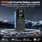 Y34 Tire Inflator Portable Air Compressor,4X Faster Inflation,8000mAh Cordless/12V DC 150PSI Air Pump with Digital Pressure Gauge for Car,Motorcycle,Bike,Ball Gifts for Him