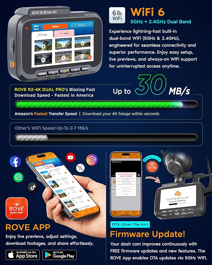 R2-4K Dual PRO Dash Cam Front and Rear, 4K+2K Dash Camera for Cars, Dual STARVIS 2 IMX678 + IMX675 Sensors, Free 128GB Card + CPL, WiFi 6 - up to 30MB/s Download Speed, 3" IPS, 24Hr Parking Mode