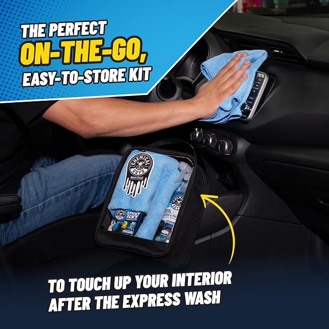 Interior On The Go Car Wash Kit with Car Interior Cleaners & Protectants, Easy On The Go Car Detailing Kit
