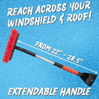 Ice Scraper for Car Windshield with Snow Brush - Telescopic Handle to 28" - Brush End to Clear Snow, Chisel Side for Frost, Claw Side for ICY Chunks