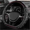 D-Shaped Steering Wheel Cover, Leather Car Wheel Protector with 3D Honeycomb Anti-Slip Design, Universal Breathable Comfy Cover Fits 14.5-15 Inch Steering Wheels, Car Accessories (Black)