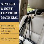 Upgraded Headrest Hooks for Purses and Bags, 2 in 1 Car Back Seat Head Rest Hanger Matching Cars Interior Genuine Leather Vehicle Storage Holder Hook, 1 Pack, Gray