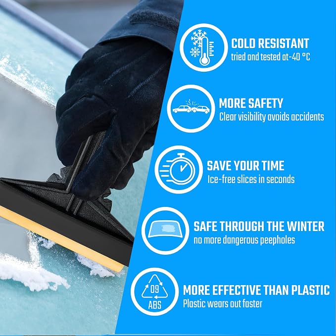 Car Ice Scraper Brass Blade - Fast, Effortless, efficient & Easy - Brass Ice Scrapers for Car Windshield Ice Scraper - Brass Ice Scraper for Car - Original Murska from Europe - Winter A054 Black