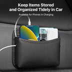 2Pack Car Seat Side Storage Pocket, PU Leather Small Organizer, Multifunctional Console Side Organizer Bag for Phone,Keys, Sunglass and Wallet (Black)