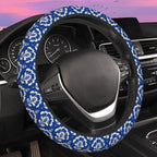 Blue Damask Flower Steering Wheel Cover for Women Men Neoprene Breathable Wheel Cover Protector Anti-Slip Car Accessories Universal 15 Inch Fit for Cars Trucks Vehicles