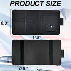Car Sun Visor Organizer, Auto Interior Accessories Pocket Organizer Visor Storage Pouch Sunglasses Holder with Zipper Pocket for Truck, SUV - Black