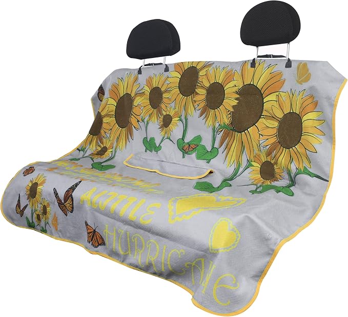 Waterproof Back Seat Cover for Dogs and Kids, Car Seat Protector Under Baby Car Seat, Child and Dog Car Seat Cover Blanket for Rear Bench(Sun Flower,Rear Bench Seat Towel)
