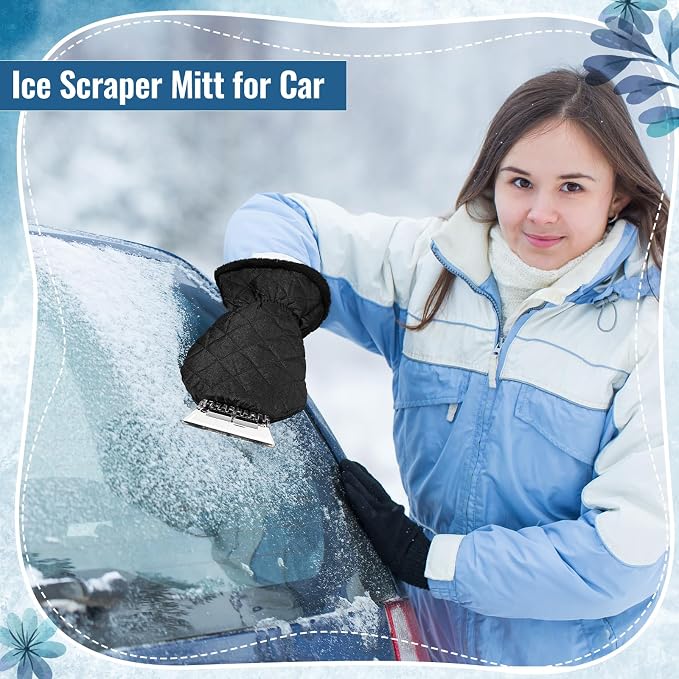 Ice Scraper with Glove Waterproof Ice Scrapers for Car Windshield No Scratch Comfortable Removal Snow Mitt Glove Windproof Warm for SUV Vehicle Truck Snow Quickly Removal