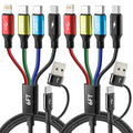 Dual USB-C 4 in 2 Multiple Charging Cable for All Devices with USBC/Lightning/Micro Ports,Type C Cable iPhone Charger Cord,Travel Car Charger for iPhone Series,Android,iPad,Kindle,PS - 2Pack/6Ft