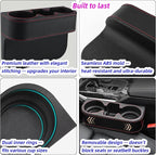 Car Cup Holder Expander & Seat Gap Filler - PU Leather Cover with Stitching, Multifunctional Front Seat Organizer, for Car Truck Van, Holds Large Cups and Phones,Prevent Dropping Items (1Pack, Black)