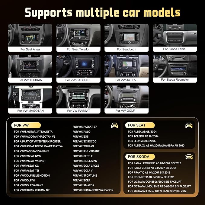 7' IPS Screen Car Radio for VW Jetta Tiguan Golf Passat MK5 MK6 T5 EOS Polo | 5Ghz WiFi,Android 15 4G+128G Radio Car Stereo with Wireless Carplay Android Auto,Type-C USB,5.0 Bluetooth 32EQ,FM/RDS,GPS