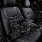 2 PCS Bling Car Pillows,Rhinestones Bowknot Car Headrest Pillow,Car Neck Pillow for Driver Relax Necksupport,Sleeping Travel Support Neck Pillow,Shiny Diamond Interior Accessories for Women,Black