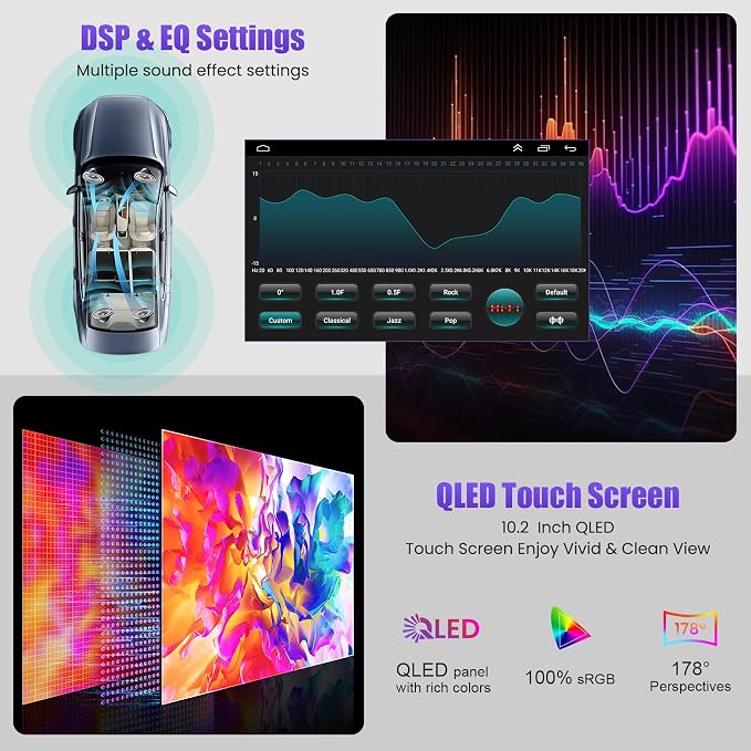 4G+64G Car Radio Stereo for Chevrolet Silverado & GMC Sierra 2014-2018(Without Bo-se System), Support Wireless Carplay&Android Auto,Bluetooth/FM Radio,10.2 Inch QLED Touch Screen for Silverado Drivers
