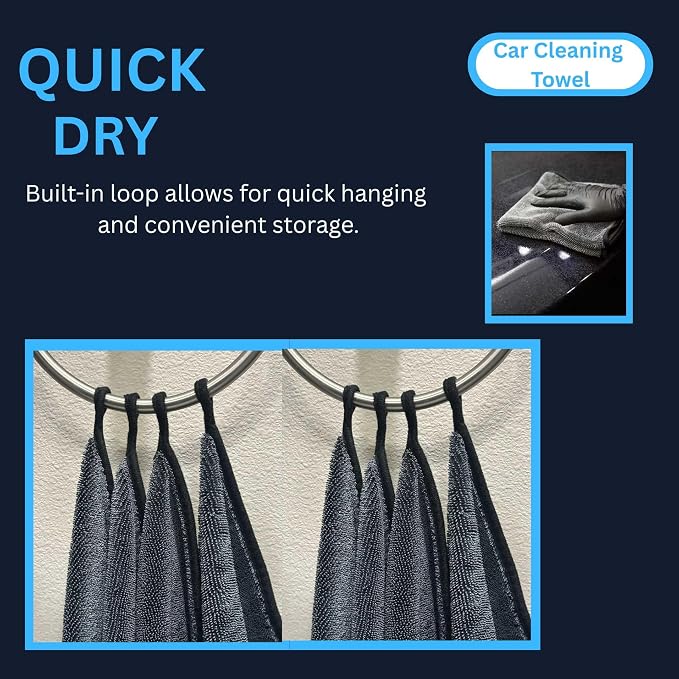 8-Pack Microfiber Car Towels – Super Absorbent, Large Drying Towels for Cars (600 GSM, 16" x 12")