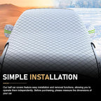 Car Windshield Snow Cover, Scratch-resistant Hood Protector, Multi-functional Snowproof & Heat Block Sunshade with Warning Reflective Strips, for Most SUVs, Sedans, Off-roads (Silver)