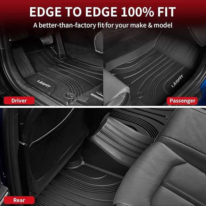 Floor Mats for Hyundai Santa Fe 2021 2022 2023 (Only Fit Gas, Not Fit Hybrid or PHEV), All Weather TPE Custom Fit Car Floor Liners 1st & 2nd Row Mats Accessories, Black