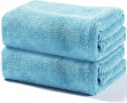 Microfiber Towels for Cars, 2 Pack 63" x 29.5" Car Drying Towel, Blue Reusable Car Towel, Quick Drying Car Microfiber Cleaning Cloth for RVs, SUVs, Trucks