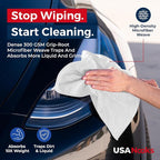 Microfiber Cleaning Cloth - White - 8Pcs (12.5x12.5 inch) High Performance - 1200 Washes, Ultra Absorbent Car Towel Traps Grime & Liquid for Streak-Free Mirror Shine - Car Washing Cloth