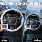 15 Inch Cooling Steering Wheel Cover for Women, Non-Slip Breathable Cooling Car Steering Wheel Cover with Upgraded Silicone Inner Ring Fits Round/D Shape, Warm in Winter Cool in Summer, White Gray