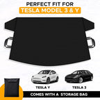 Snow Cover for Tesla Model 3/Y| Windshield Cover for Ice and Snow | Heavy-Duty 600D Oxford Fabric with Windproof Double Elastic Straps | Waterproof & Sag-Proof