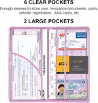 Car Registration and Insurance Holder, Car Accessories Vehicle Glove Box Car Organizer Men Women Wallet Case with Magnetic Shut for Cards, Essential Document, Driver License, Bling Pink