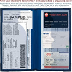 Registration and Insurance Card Holder - Car Organizer - Blue | Vehicle Glove Box Document Organizer, Auto Essential Paperwork Holder for Contact Information Cards, Interior Car Accessories